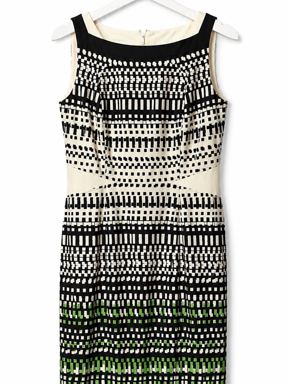 Nine West Geometric Sheath Dress Size 12 NWT Black White Green Career Cocktail